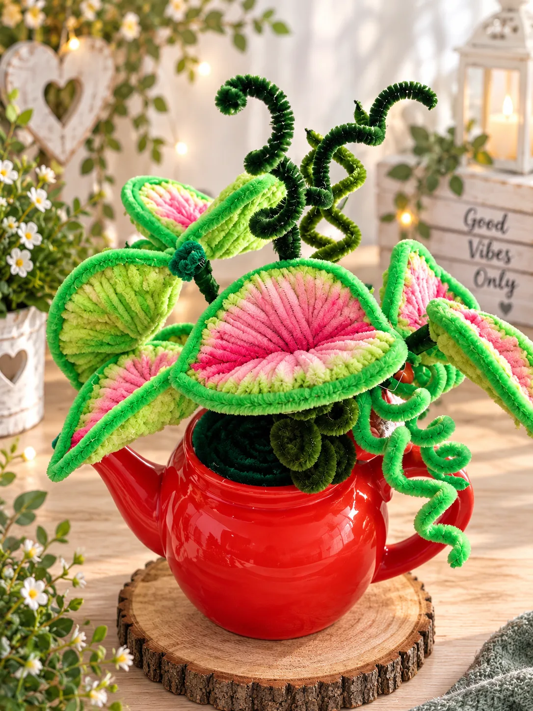 Orange teapot with Mario flowers